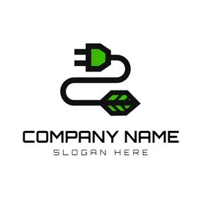 工业Logo Green Leaf and Black Plug logo design