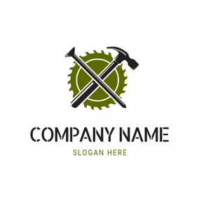 Woodworking Logo Hammer and Electric Saw logo design