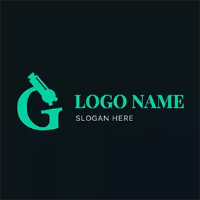 Logo En Lettres Letter G and Simple Microscope logo design