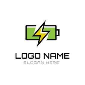 Power Logo Lightning and Green Battery logo design