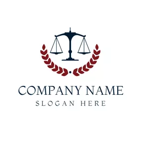 Legal Logo Maroon Leaf and Black Balance logo design