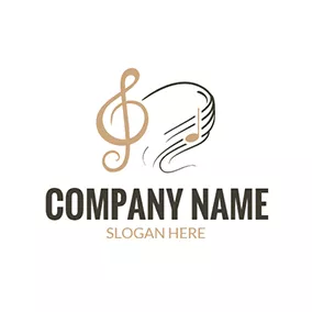 音楽ロゴ Music Score and Note Icon logo design