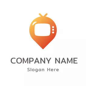 Screen Logo Orange Balloon and Tv logo design