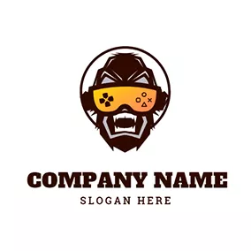 动物 &宠物Logo Orangutan Face and Yellow Vr Glasses logo design