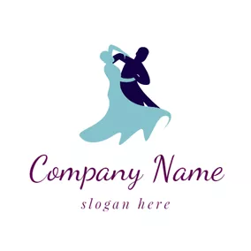 Dance Studio Logo Outlined Couple and Social Dance logo design