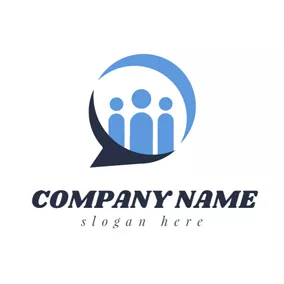 Communicate Logo People and Dialog Box logo design