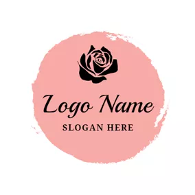 Rose Logo Pink and Black Flower logo design