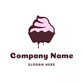 食品＆飲み物ロゴ Pink and Brown Cream Cake logo design