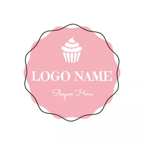 食品＆飲み物ロゴ Pink and White Ice Cream logo design