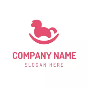 儿童 & 保育Logo Pink Wooden Horse Toy logo design