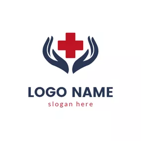 Red Cross Logo Protective Hands and Cross logo design