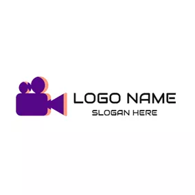 Videography Logos Purple Film Projector and Movie logo design