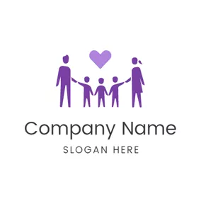 Daycare Logo Purple Heart and Close Family logo design
