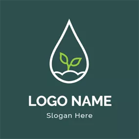 Herb Logo Rain Drop and Young Sprout logo design