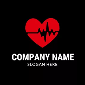 Emblem Logo Red and Black Heart Cardiogram logo design