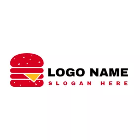 食品＆飲み物ロゴ Red and Yellow Burger logo design