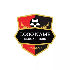 Tournament Logo Red Badge and Black Football logo design