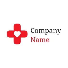 Bandage Logo Red Cross and White Heart logo design