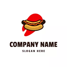 Dish Logo Red Decoration and Hot Dog logo design