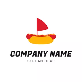 Ship Logo Red Flg and Hot Dog logo design