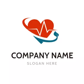 Heartbeat Logo Red Heart and Health Care logo design