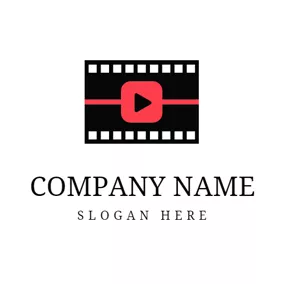 Movie Logo Red Play Button and Black Film logo design