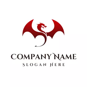 動物＆ペットロゴ Red Roaring Dragon logo design