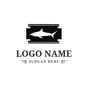 时尚 & 美容 Logo Shark Pattern and Razor logo design