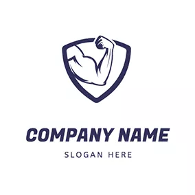 生活関連のロゴ Shield Muscle Simple Male logo design