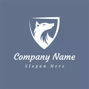 Emblem Logo Silver Shield and Wolf logo design