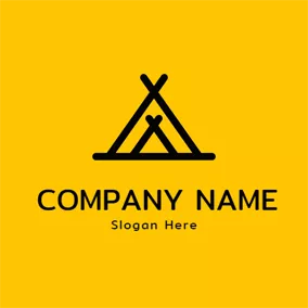 旅行＆ホテルロゴ Simple Black Tent logo design