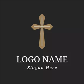 God Logo Simple Brown Cross logo design