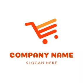 Supermarket Logo Simple Orange and Red Cart logo design