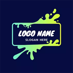 Cursive Logo Simple Rectangle and Slime logo design