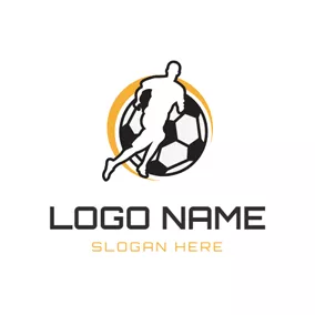 Logotipo De Fútbol Simple Running Player and Football logo design