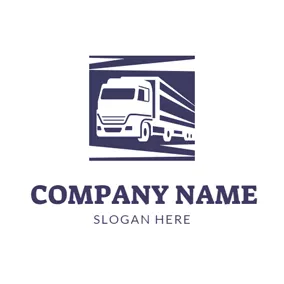 Moving Logo Simple White Truck Icon logo design