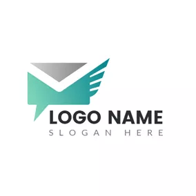 Typography Logo Special Green and Gray Envelope logo design