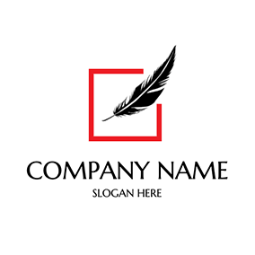Writing Logo Square Feather Quill Editing logo design