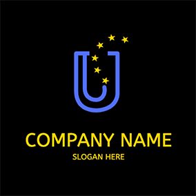 E U Logo Star Letter U Europe logo design