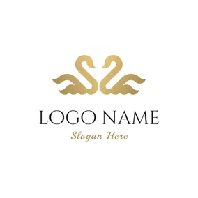 Engagement Logo Symmetry Beautiful Golden Swan logo design