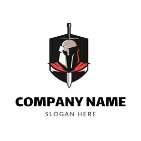 Spartan Logo Vertical Sword and Brave Warrior Badge logo design