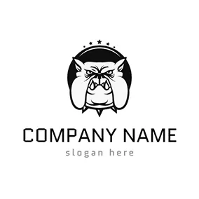 Doggy Logo White and Black Bulldog Head Icon logo design