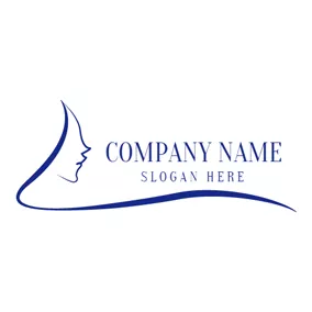 Hairdo Logo White and Blue Long Hair logo design