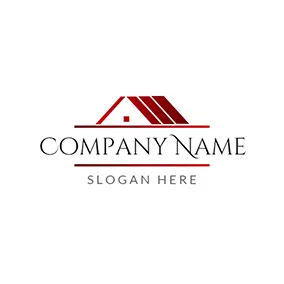 Cottage Logo White and Red Building logo design