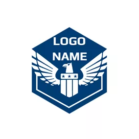 Emblem Logo White Eagle and Blue Police Shield logo design
