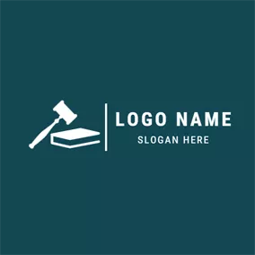 弁護士＆法律のロゴ White Gavel and Law Book logo design