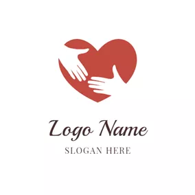 Volunteer Logo White Hand and Red Heart logo design