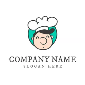 Cooking Logo White Hat and Cartoon Chef logo design