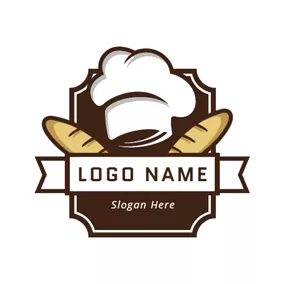 Baguette Logo White Hat and Yellow Bread logo design