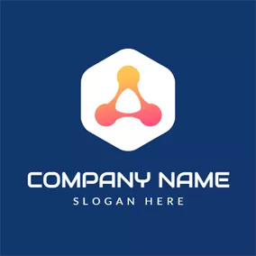 Social Media Profil-Logo White Hexagon and Orange Triangle logo design